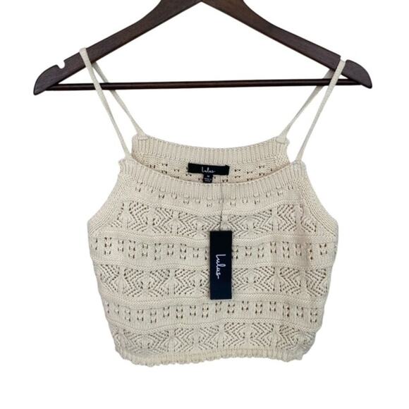 Lulus Tops - Lulus Ivory Crochet Halter Top - Medium - NWT